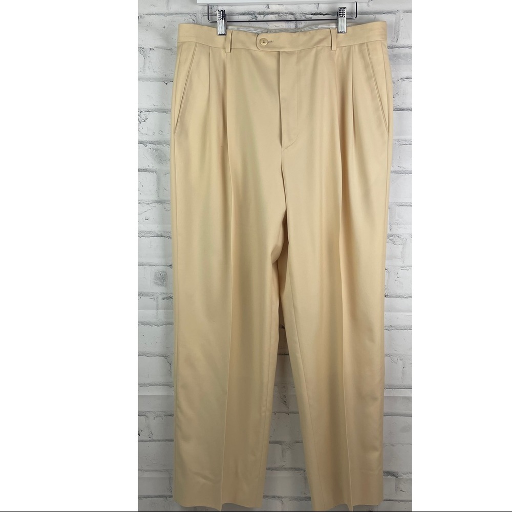Zanella for Neiman Marcus Luxury Front Crease Cream Color Italian Pants Trousers
